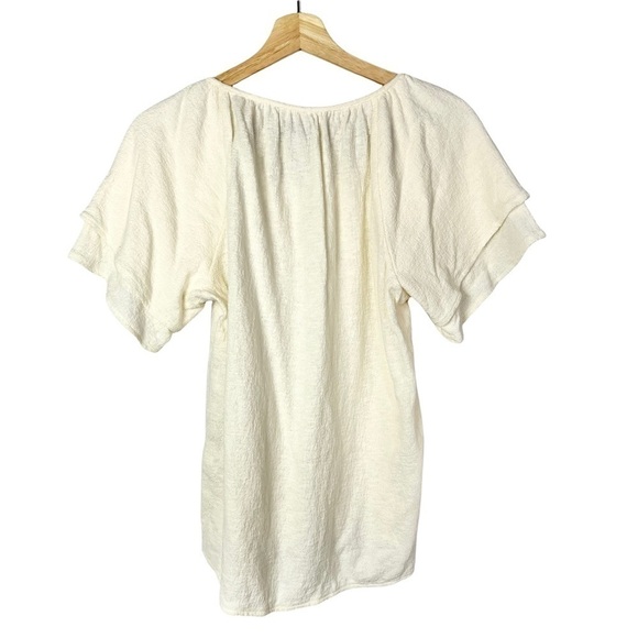 Madewell Texture & Thread Ivory White Tiered Sleeve Blouse M - Picture 4 of 6